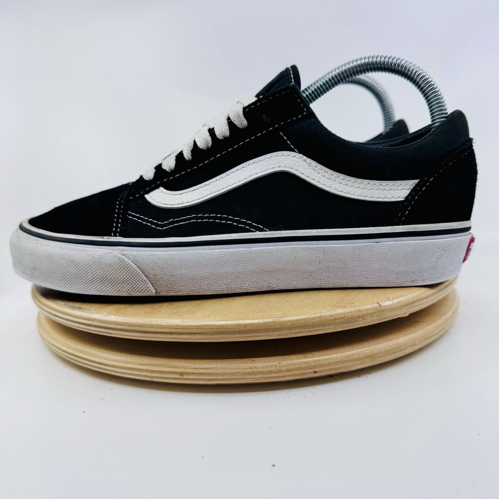 Vans Old Skool Mens 6.5 Womens 8 Black Suede Canvas White Skate Shoes 507698